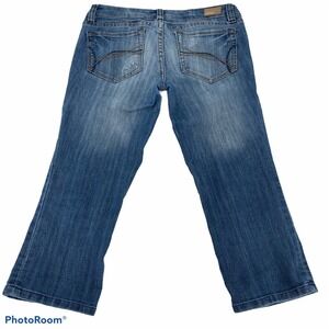Refuge Denim  Women's Size 29  Crop Capri Jeans Low Rise Embroidered Wide Leg
